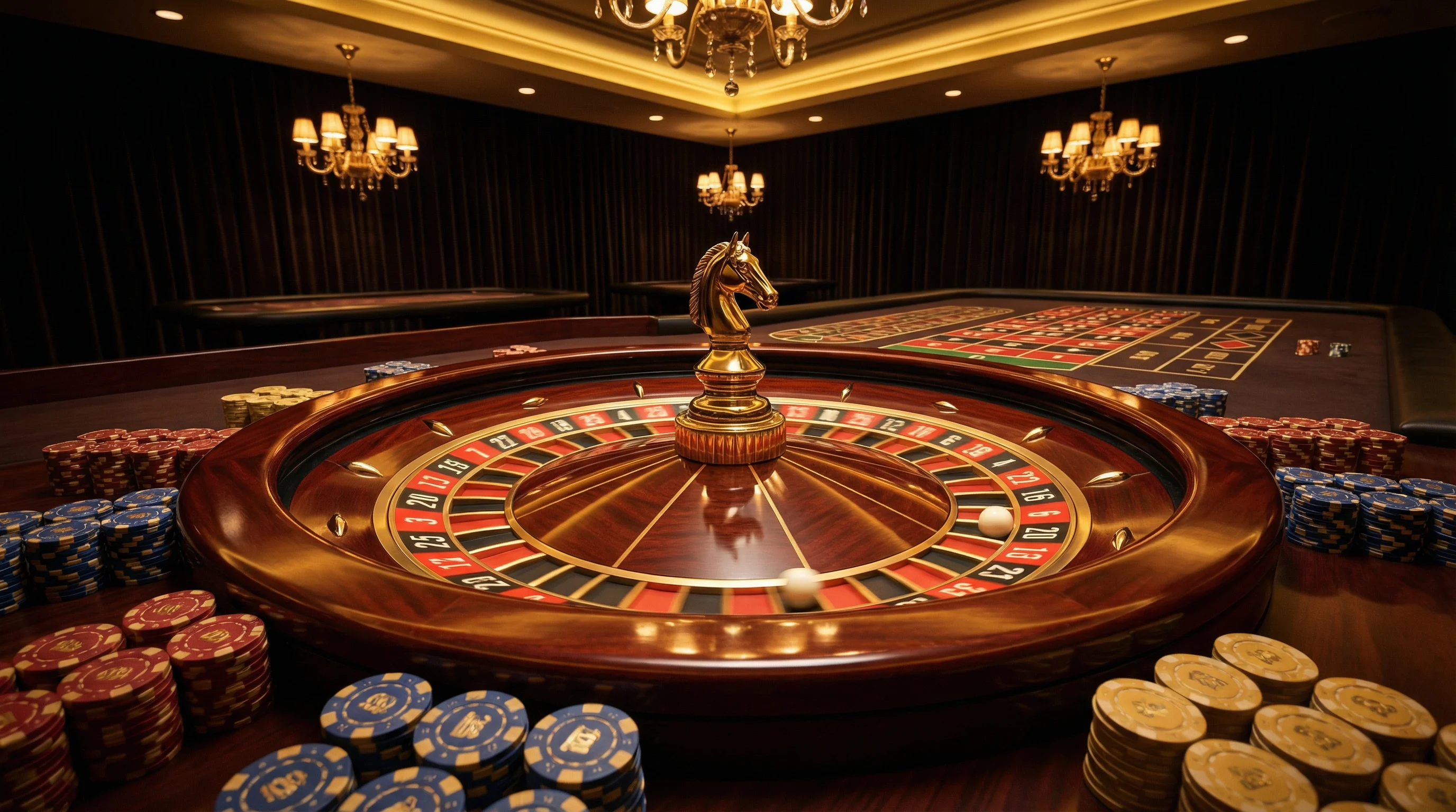 Roleta europeia de luxo com bola girando no mgmbet